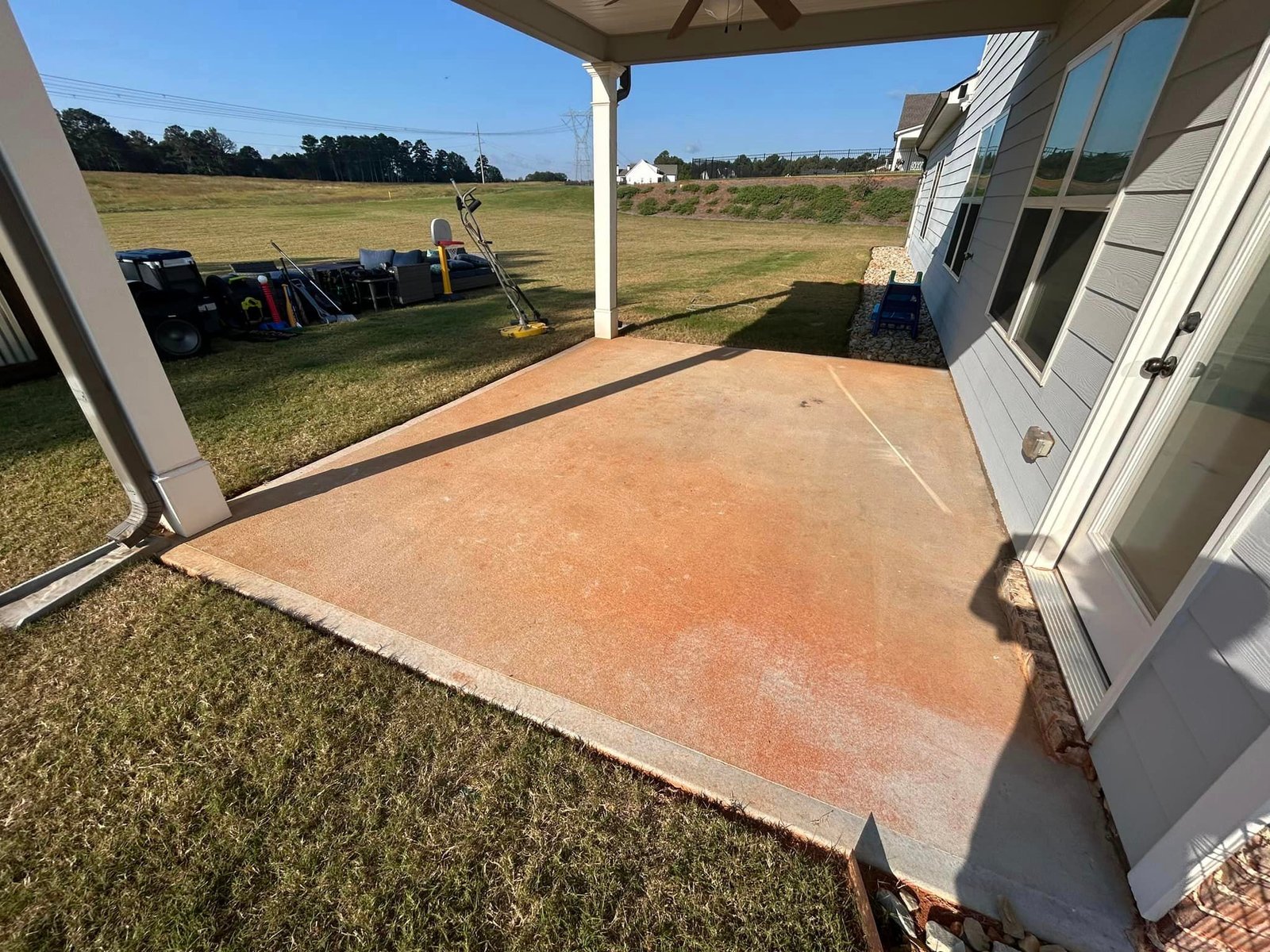 Red Clay Patio Pressure Washing Project in Senoia - Before